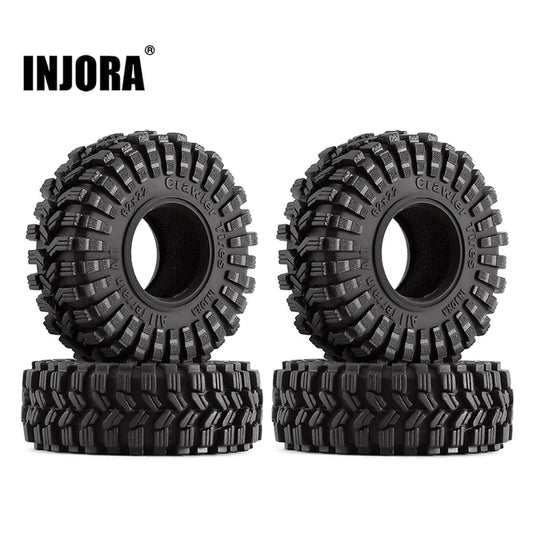 INJORA 1.0" 62*22mm S5 Super Soft Sticky All Terrain Tires for 1/18 1/24 RC Crawlers 4PCE T1014