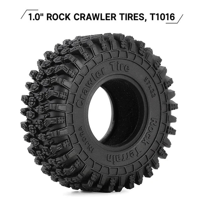 INJORA 1.0" 57*22mm S5 Rock Crawling Tires for 1/18 1/24 RC Crawlers 4PCE T1016