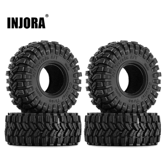INJORA 1.0" 58*24mm S5 All Terrain Super Soft Sticky Tires for 1/18 1/24 RC Crawlers (4) (T1017)