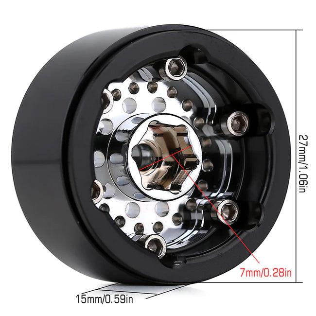 INJORA 1.0" CNC Aluminum Beadlock Wheel Rims for 1/24 RC Crawlers 4PCE W1001