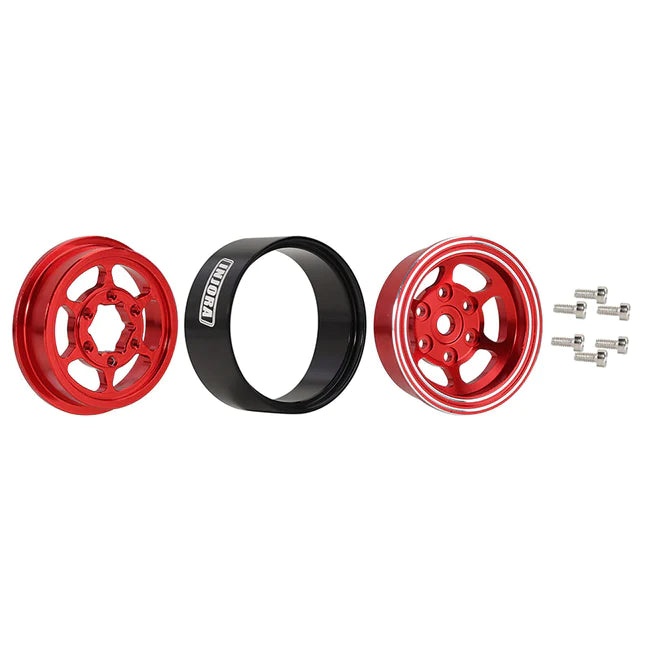 INJORA 1.0" 6-Spoke CNC Aluminum Beadlock Wheel Rim for 1/24 RC Crawlers 4PCE W1006