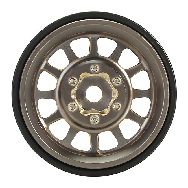 INJORA 1.0 Plus 42g/pcs 12-Spoke Brass Beadlock Wheel Rims for 1/24 1/18 RC Crawler 4PCE W1101