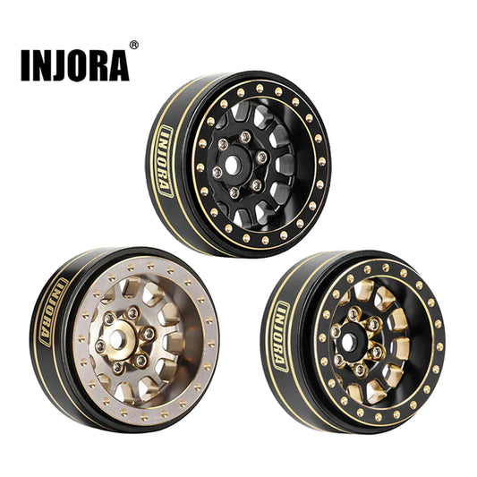 INJORA 1.0 Plus 42g/pcs 12-Spoke Brass Beadlock Wheel Rims for 1/24 1/18 RC Crawler 4PCE W1101