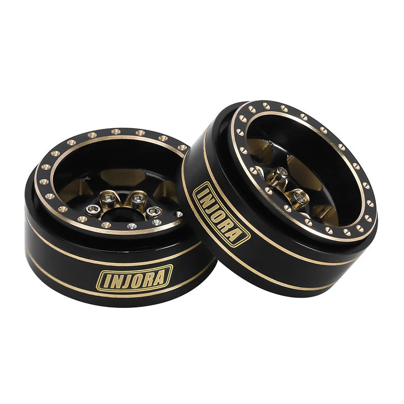 INJORA 1.0 Plus 6-Spoke Brass Beadlock Wheels 42g/pcs offset -3.75mm for 1/18 1/24 RC Crawler (4) (W1102)