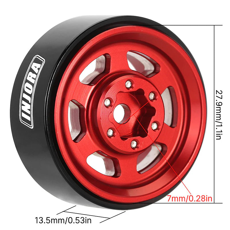 INJORA 1.0 Plus Aluminum Beadlock Wheels for 1/24 1/18 RC Crawler (W1106)