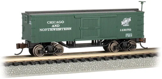 BACHMANN CHICAGO & NTH WESTERN #113070 OLD TIME BOXCAR. N SCALE