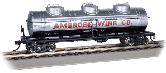 BACHMANN AMBROSE WINE CO. #7501 40FT 3 DOME TANK CAR. HO SCALE