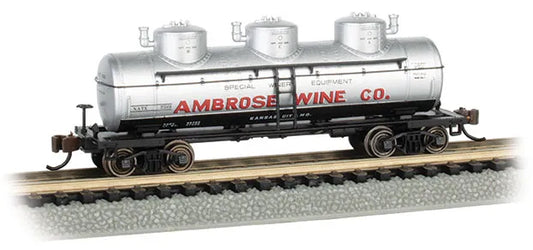 BACHMANN AMBROSE WINE CO. #7501 3-DOME TANK CAR. N SCALE