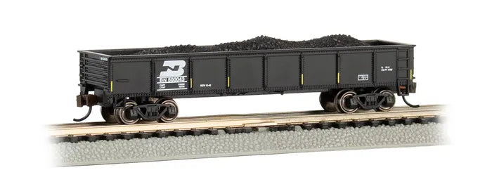 BACHMANN BURLINGTON NORTHERN #500043 40FT GONDOLA WITH LOAD. N SCALE