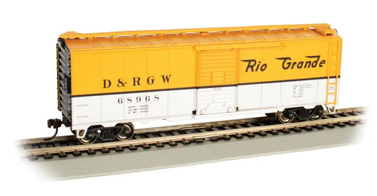 BACHMANN D&RGW #68968 40FT BOXCAR YELLOW/SILVER RIO GRANDE. HO SCALE