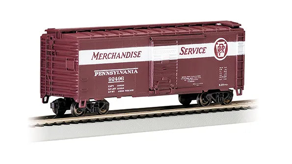 BACHMANN PENNSYLVANIA RR #92496 MERCHANDISE SERVICE 40FT BOXCAR. HO SCALE