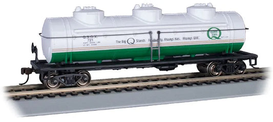 BACHMANN QUAKER STATE #721 40FT 3 DOME TANK CAR. HO SCALE