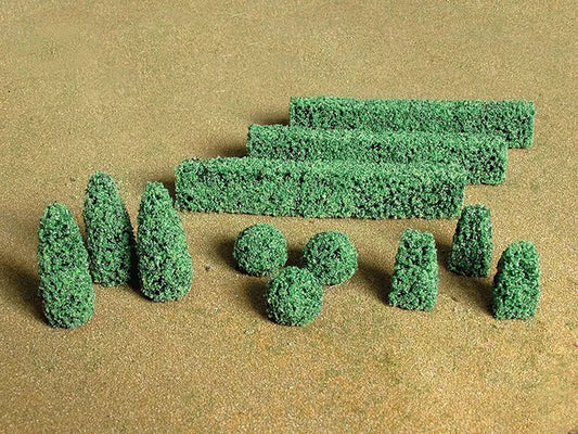 BACHMANN BOXWOOD PLANTS, ASSORTED 20 PCPACK. HO SCALE