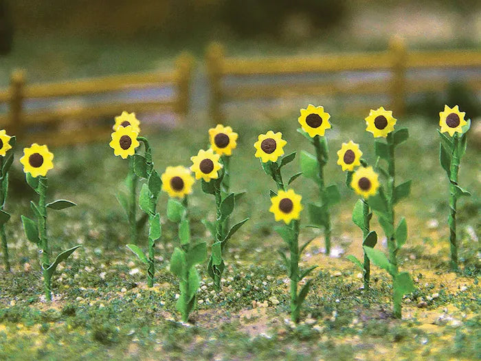 BACHMANN 1" SUNFLOWERS, 16 PC PACK. HO SCALE