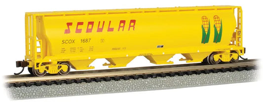 BACHMANN SCOULAR GRAIN #1687 4-BAY CYLINDRICAL GRAIN HOPPER. N SCALE