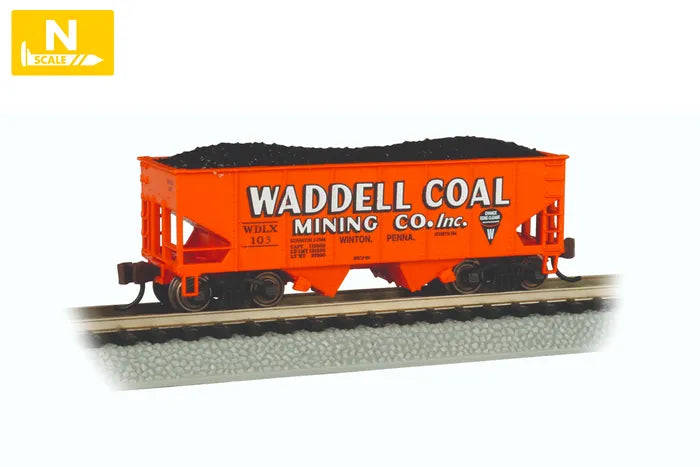 BACHMANN WADDELL COAL #103 USRA 55 TON O/SIDE BRACED 2-BAY HOPPER. N SCALE