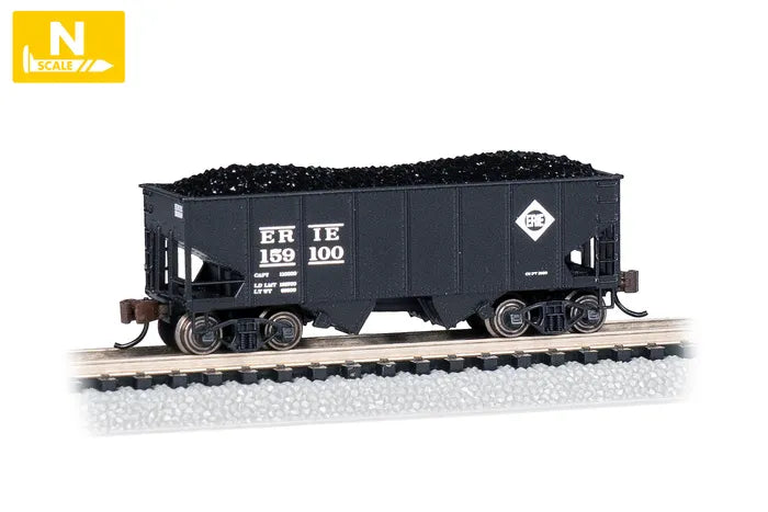 BACHMANN ERIE #159100 USRA 55 TON O/SIDEBRACED 2-BAY HOPPER+LOAD. N SCALE