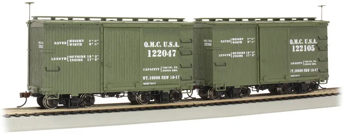 BACHMANN 18FT BOXCARS W/MURPHY ROOF QMC#122047 & 122105 2/BOX