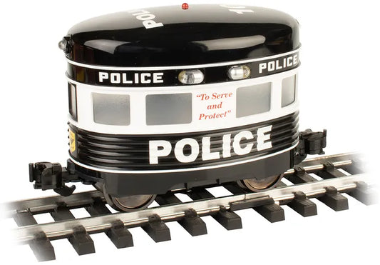 BACHMANN POLICE WITH FLASHING ROOF LIGHTEGGLINER PWRD TRK VEHICLE, G SCALE