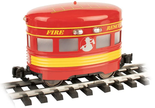 BACHMANN FIRE RESCUE WITH FLASHING ROOFLIGHT EGGLINER, G SCALE