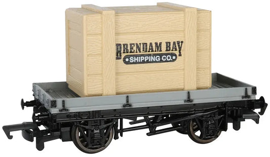 BACHMANN 1 PLANK WAGON W/BRENDAM BAY SHIPPING CO CRATE, THOMAS/FNDS HO SCALE