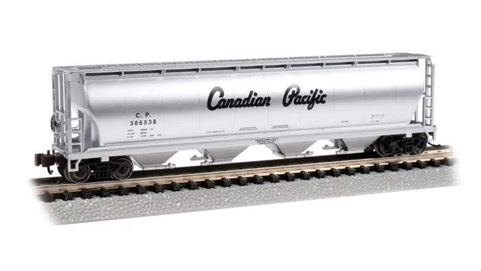 BACHMANN CANADIAN PACIFIC #386538 4-BAYCYL. COVERED. GRAIN HOPPER. N SCALE