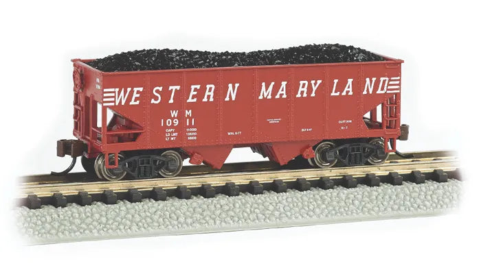 BACHMANN WESTERN MARYLAND #10911 USRA 55T O/SIDE BRACED 2-BAY HOPPER N SCALE