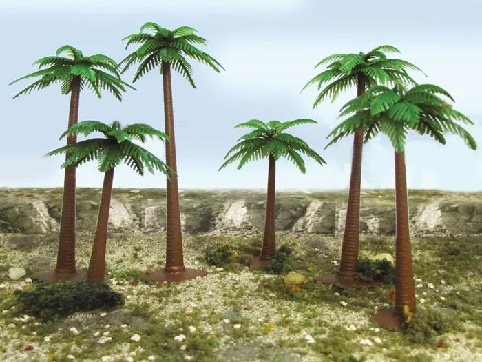 BACHMANN SCENESCAPES 4"-6" PALM TREES, 6/PACK. HO SCALE