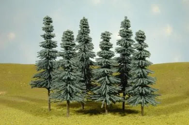 BACHMANN 8"-10" BLUE SPRUCE TREES, 3/PACK. O SCALE