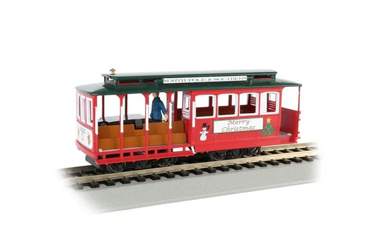 BACHMANN NTH POLE & SOUTHERN CHRISTMAS CABLE CAR W/GRIP MAN, HO SCALE