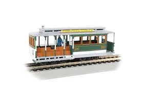 BACHMANN CABLE CAR GREEN & GRAY W/GRIP MAN, HO SCALE