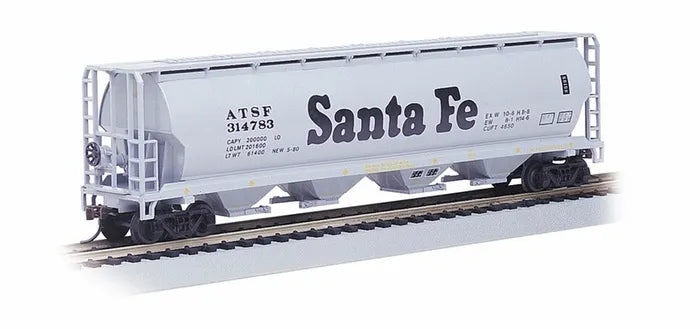 BACHMANN SANTA FE ATSF314783 4-BAY CYLINDRICAL GRAIN HOPPER. HO SCALE