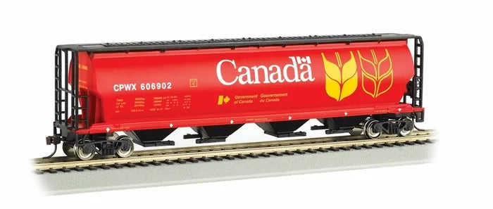 BACHMANN CANADA GRAIN #606902 CYLINDRICAL 4-BAY GRAIN HOPPER. HO SCALE