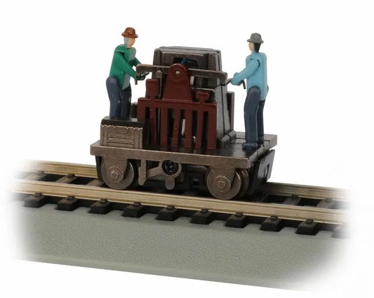 BACHMANN GANDY DANCER OPERATING HAND CAR, RED, HO SCALE