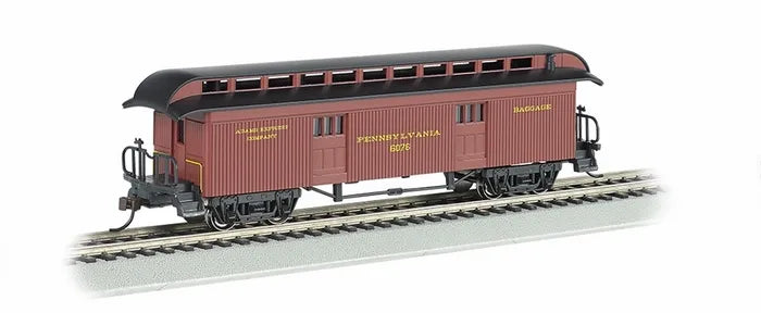 BACHMANN PRR 1860-80S ERA BAGGAGE CAR. HO SCALE