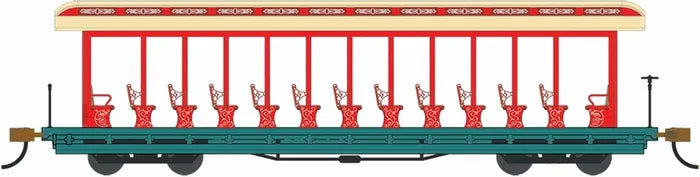 BACHMANN AMUSEMENT PARK JACKSON SHARP OPEN SIDE EXC. CAR RED/AQUA. HO SCALE