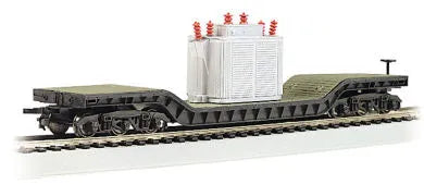 BACHMANN 52FT CENTRE DEPRESSED FLATCAR WITH TRANSFORMER LOAD. HO SCALE