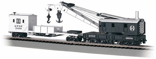 BACHMANN SANTA FE 250 TON STEAM CRANE &BOOM TENDER. HO SCALE