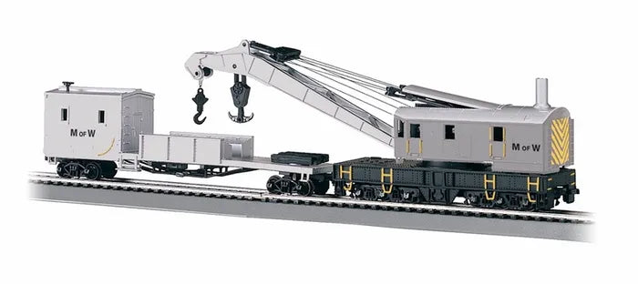 BACHMANN MAINTENANCE OF WAY 250 TON STEAM CRANE & BOOM TENDER. HO SCALE