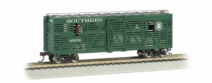 BACHMANN SOUTHERN RR #45659 40FT ANIMATED STOCK CAR WITH HORSES. HO SCALE