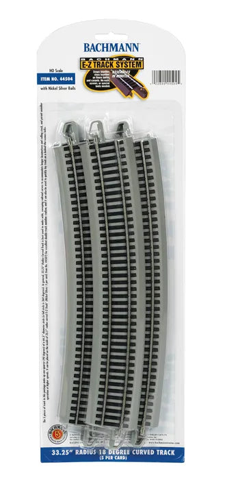 BACHMANN 33.25" RADIUS 18 DEGREE CURVEDTRACK, 5 PCS, HO SCALE