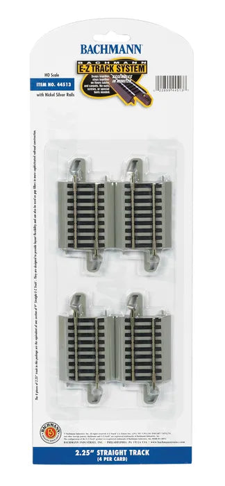 BACHMANN 2.25" STRAIGHT TRACK, 4 PCS, HO SCALE