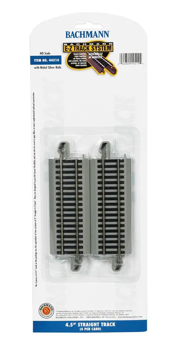 BACHMANN 4.50" STRAIGHT TRACK, 4 PCS, HO SCALE