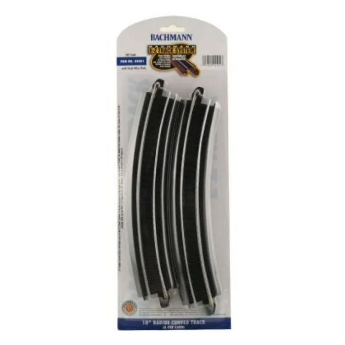 BACHMANN 18" RADIUS CURVED TRACK, 4/PACK, HO SCALE