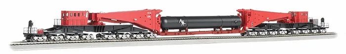 BACHMANN 380 TON SCHNABEL CAR RED/BLACKW/RETORT LOAD, HO SCALE