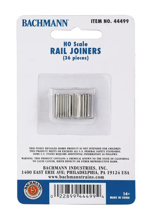 BACHMANN RAIL JOINERS, 36 PCS, HO SCALE