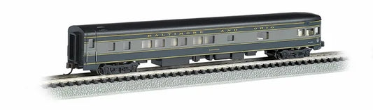 BACHMANN BALTIMORE & OHIO 85FT SMOOTH SIIDE OBS. CAR LIT INT. N SCALE