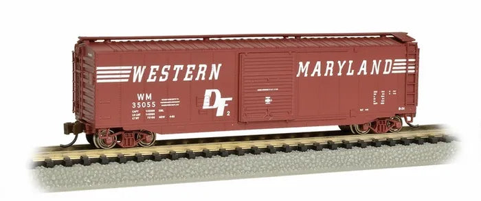 BACHMANN WESTERN MARYLAND 50FT SLIDING DOOR BOXCAR. N SCALE