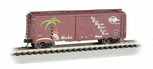 BACHMANN MISSOURI PACIFIC HERBIE-1 40FTSTEEL SAFETY BOXCAR. N SCALE