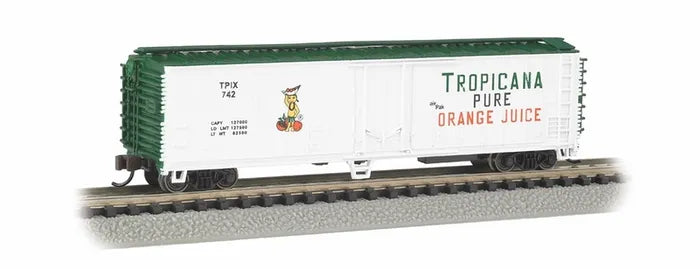 BACHMANN TROPICANA ORANGE JUICE TPIX74250FT STEEL REEFER. N SCALE